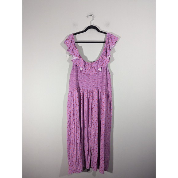 NWT‎ Ava & Viv Lavender Polka Dot Ruffle Trim Midi Dress Women Plus Size 3X - Picture 2 of 7